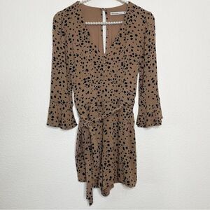 Abercrombie & Fitch XS PETITE Romper Tan Leopard Animal Print Bell Half Sleeve